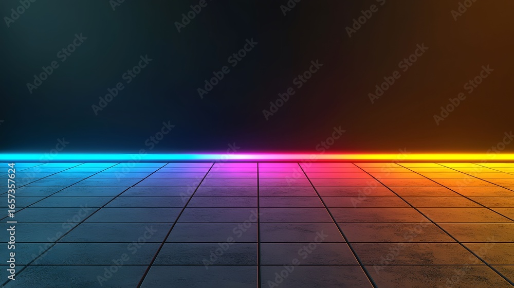 Poster the image displays a dark background with a luminous bar spanning across, casting colorful light on 