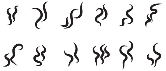 Fototapeta premium Smoke steam icon vector set. abstract Smoke steam icon on white background.
