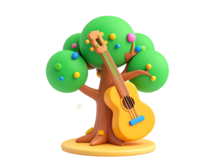 3D Render Guitar Tree Illustration