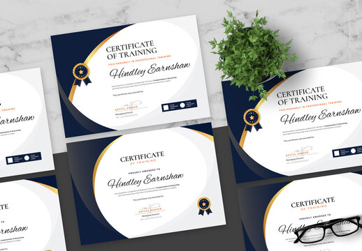 Gradient Gold And Blue Certificate