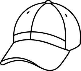 Simple outlined baseball cap on white background ready to be colored