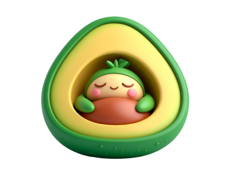 Adorable Avocado 3D Illustration