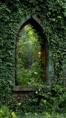 Ivy Covered Window Opening to Greenery