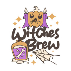 Witches brew cute Halloween ghost pumpkin creepy spooky illustration, Pumpkin Halloween fall t shirt design, Halloween scary character graphic