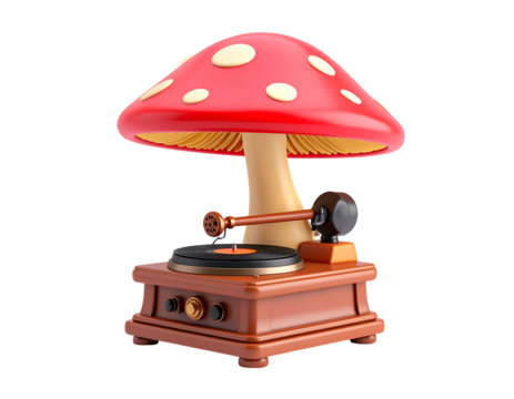 3D Render Mushroom Record Player