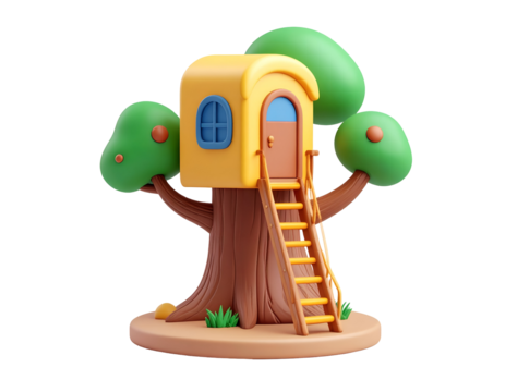 Cute Cartoon Treehouse 3D Render