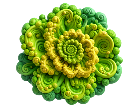 Abstract 3D Green Floral Illustration