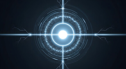 Abstract Glowing Circle Design with Electric Light on Transparent Background