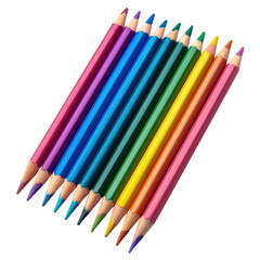Fototapeta premium and keyword list based on the image, following your specifications.. Colorful Pencils Lined-Up, Angled on Plain Background for Art Supply Store.