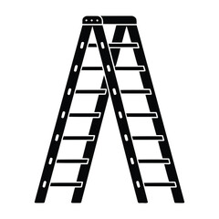 Black silhouette vector illustration of a folding step ladder