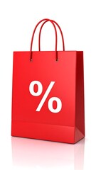Red shopping bag with percent sign