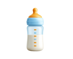 Baby Bottle Filled With Milk on Transparent Background, PNG