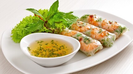 Shrimp fresh spring rolls with dipping sauce