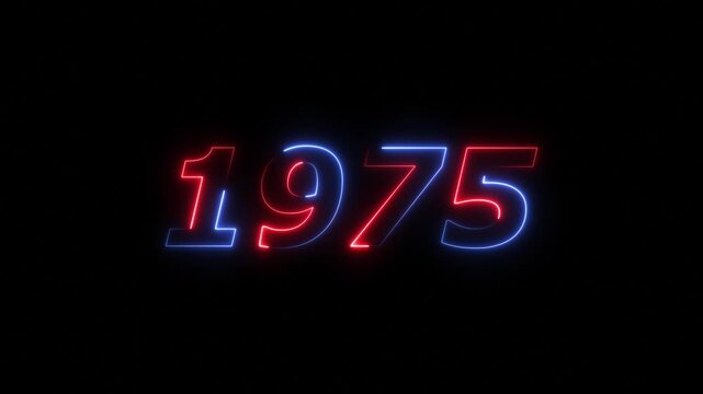 1975 Sal neon text background animation. Glowing neon business number text background 4k video.