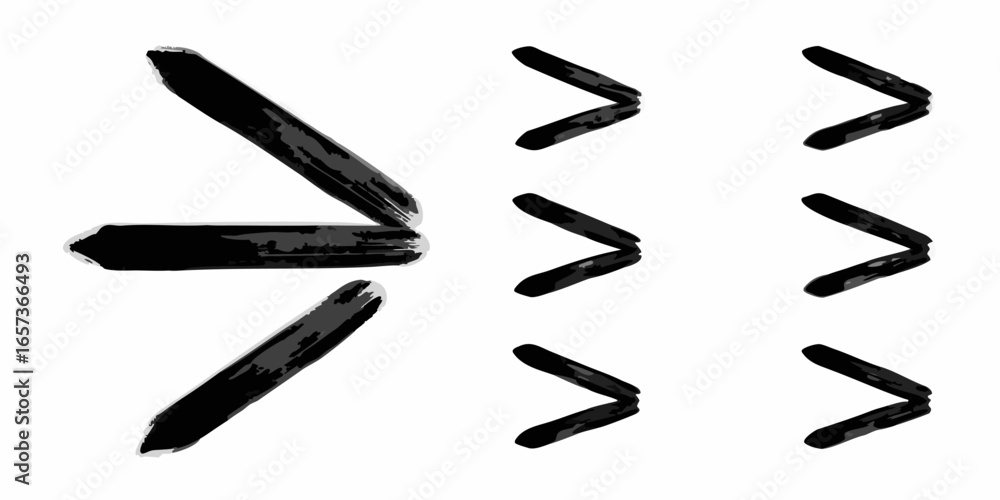 Poster vector a collection of greater than symbols rendered with a brush stroke effect in black ink on a wh