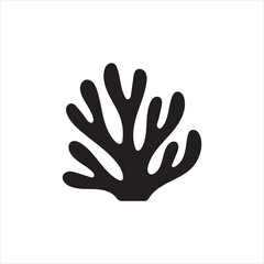 Fototapeta premium Black Silhouette of Branching Coral on White Background ocean marine