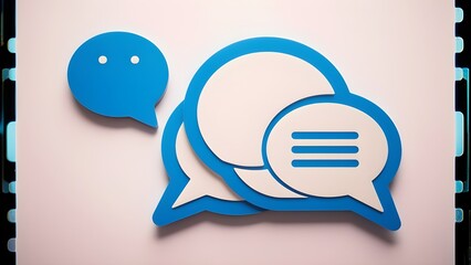 Blue speech bubble icon isolated on white background, chat message