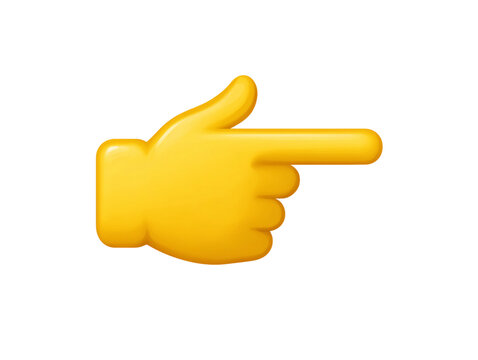 Cartoon Yellow Hand with Index Finger Pointing Right on Transparent Background, PNG