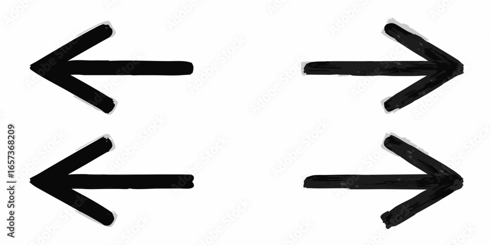 Poster vector illustration showing four black arrows pointing in opposite directions on a white background 