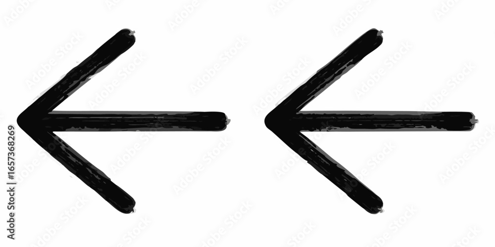 Poster vector two left pointing arrows drawn with a thick black marker on a white background in a simple il