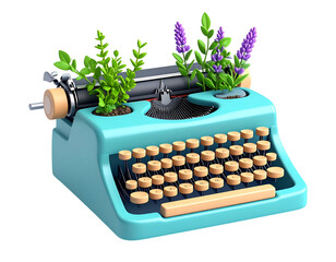 3D Typewriter with Plants
