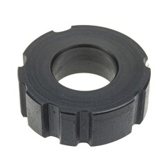 Obraz premium Dark grey, cylindrical part with concentric grooves and a central hole