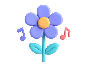 3D Flower Music Illustration