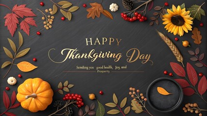 Warm Thanksgiving Wishes Fall Foliage and Pumpkins Create a Festive and Inviting Atmosphere Thanksgiving Day Illustration