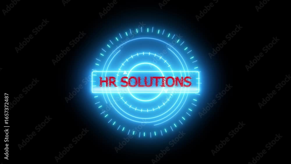 Poster futuristic hr solutions interface with digital hud and data visualization concept neon shape 4k vide