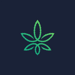vector illustration of marijuana leaf line