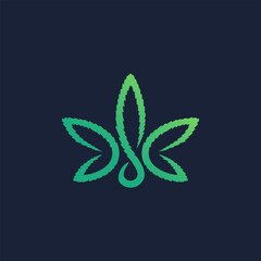 vector illustration of marijuana leaf line