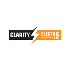 Modern Minimalist Clarity Electric LLC Logo Design: Bold Black and Orange Branding for Energy Company
