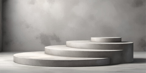 A single clean blue porcelain plate rests on a pedestal on the wall, isolated from a stack of dinnerware