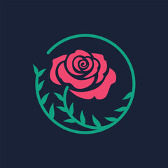 logo illustration of a rose with circular leaves