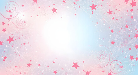 Abstract Starry Pink Background with White Lines and Swirls