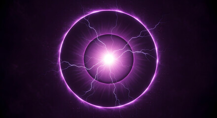 Abstract Purple Rings with Lightning on Transparent Background