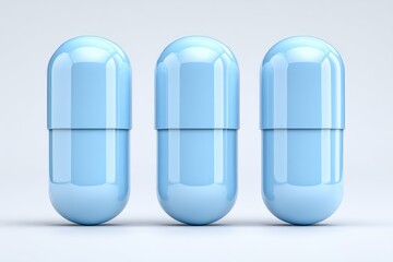 Three light-blue capsules in a row against a white background