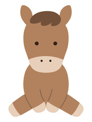 かわいい馬のベクターイラスト。干支、十二支、午、ゆるい、アイコン、座る、うま、午年、年賀状