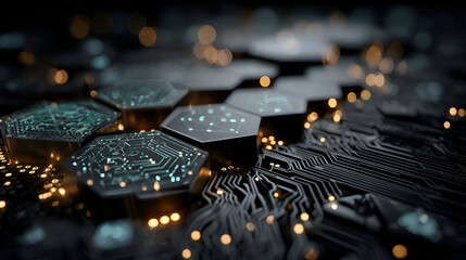 Abstract Technology Background: Hexagon Circuit Board