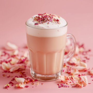 cup of strawberry latte coffee
