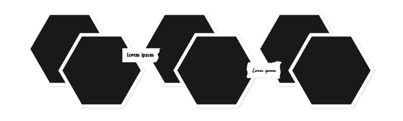 Hexagonal photo or pictures collage. Digital photos collage frame template