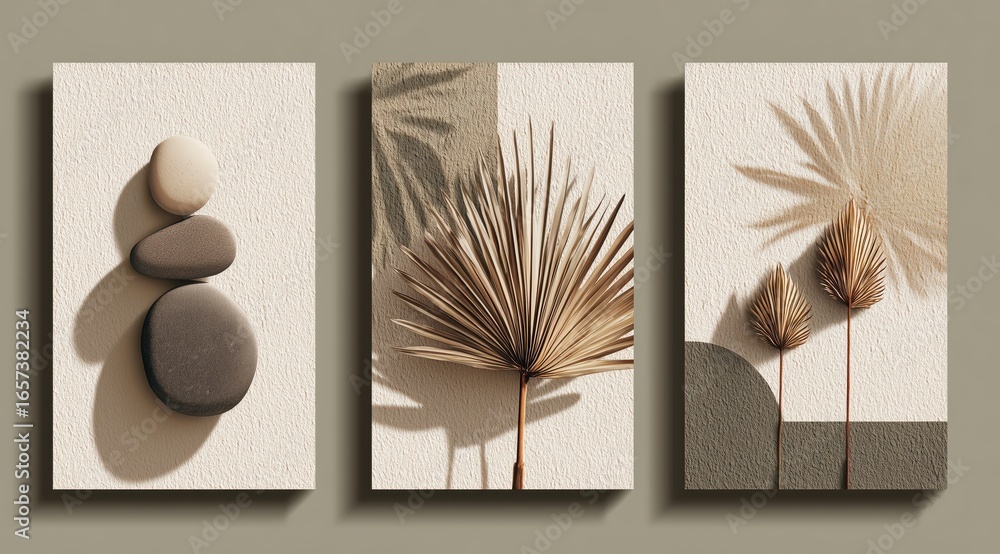 Poster abstract botanical composition: an artistic composition that focuses on organic textures and forms. 