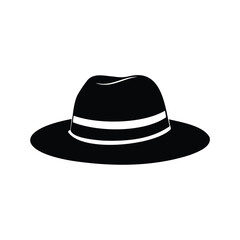 Striking silhouette illustration of a classic black fedora style hat silhouette vector illustration