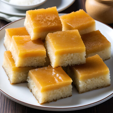 Biko is a sweet rice cake from the Philippines. It is made of coconut milk, brown sugar, ginger, and glutinous rice. It is usually topped with latik.