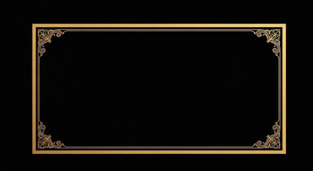Elegant ornate golden border frame with intricate scrollwork on a deep black background