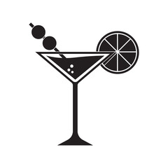 martini glass flat icon vector