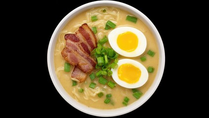 Creamy ramen with bacon and egg