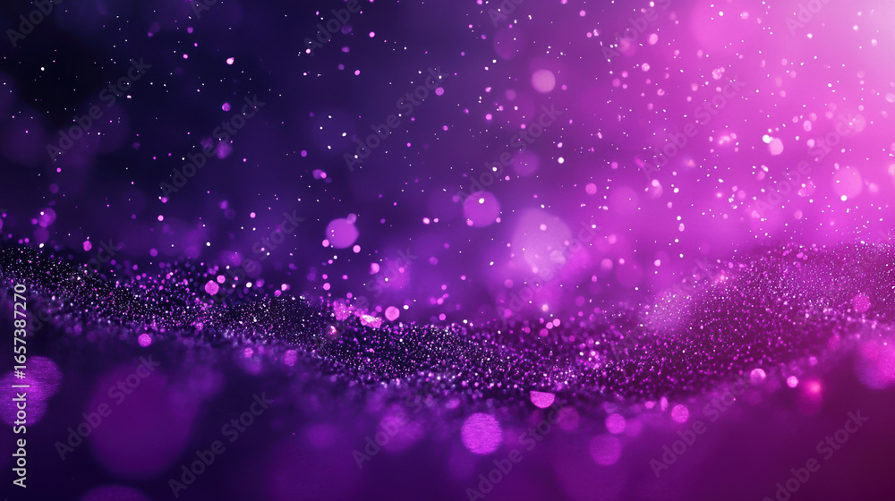 Wall mural a purple background with particles or elements randomly drifting in space.