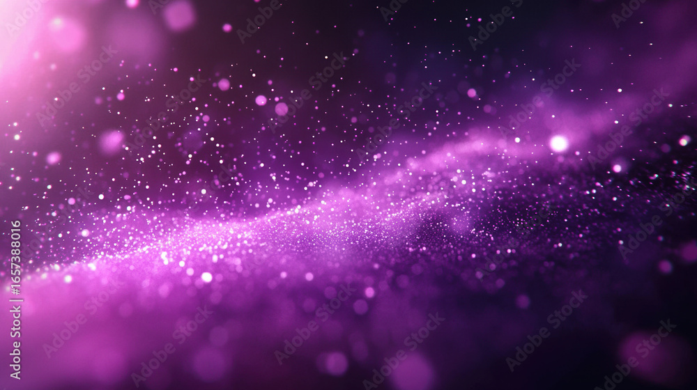 Wall mural a purple background with particles or elements randomly drifting in space.