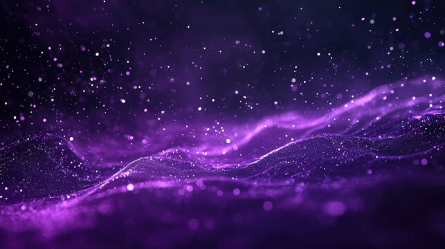 A purple background with particles or elements randomly drifting in space.